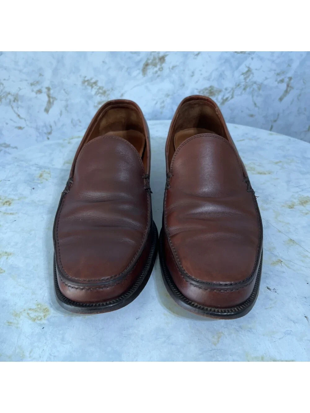 John Varvatos Italy Men's Size 10 Dress Shoes Brown Leather Moc Toe Loafers